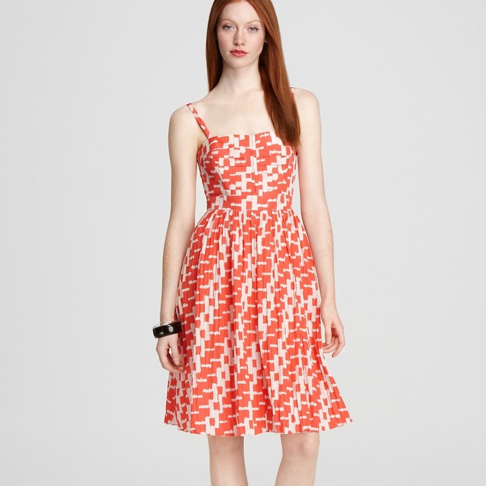 NWT French Connection Orange & White Summer Midi Dress